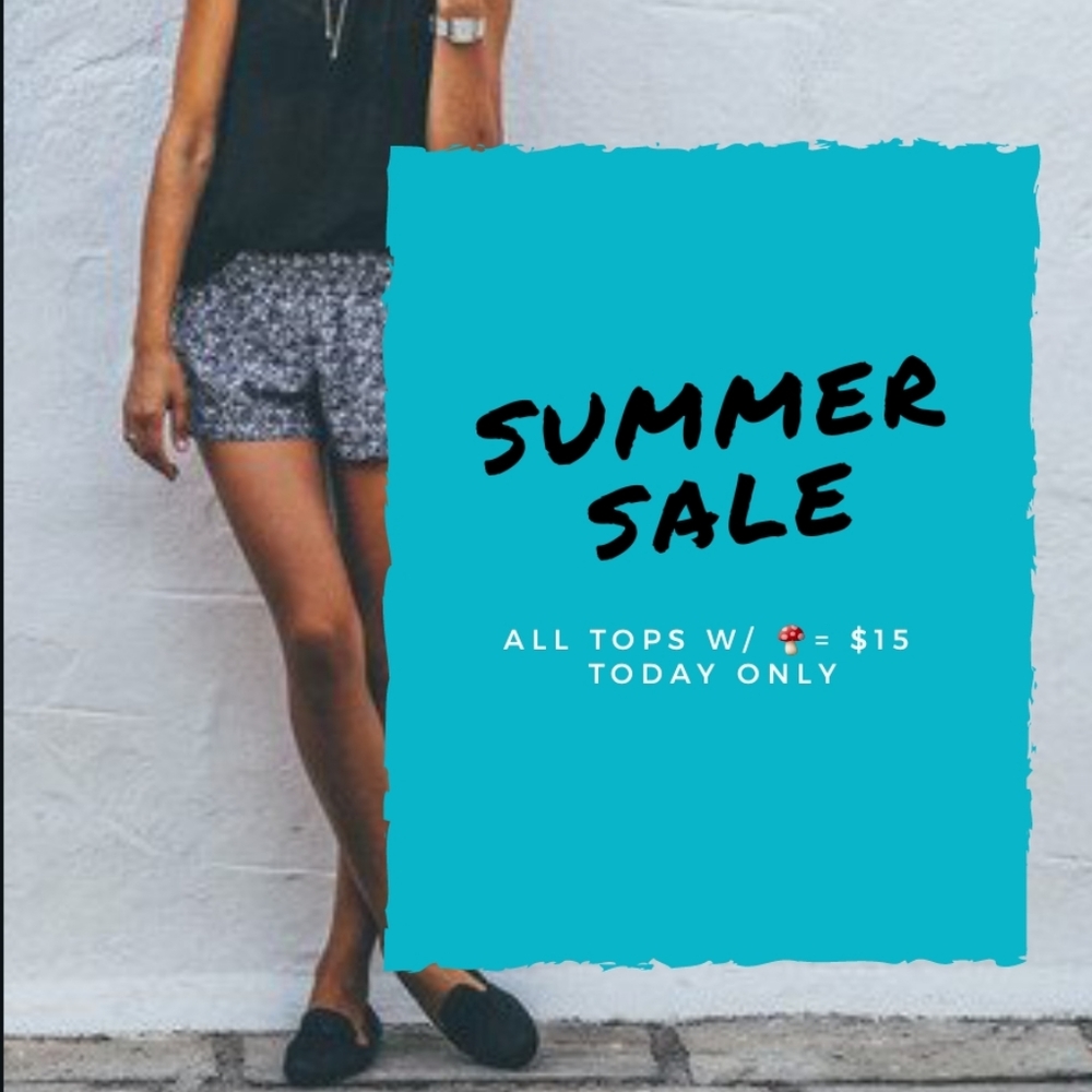 All tops with a 🍄 = $15 TODAY ONLY.